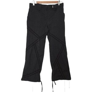 Paola Frani Women’s Size 8 Black Cripped Designer Pants Chains And Lace Detals